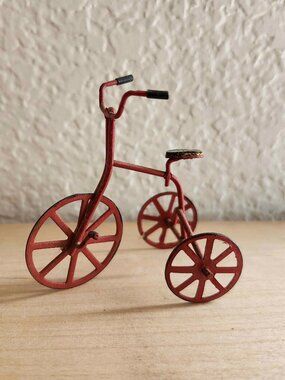 GUC Vintage Miniature Metal Red Tricycle | 2" Dollhouse Bike Decoration